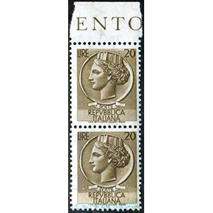 1955 - 20 lire Siracusana, filigrana stelle ... 