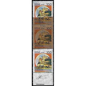 1980 - 100 lire Castelli, striscia di tre ... 