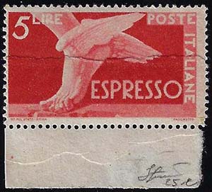 1945 - 5 lire Democratica, stampa su carta ... 