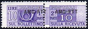 PACCHI POSTALI 1949 - 10 lire soprastampa ... 