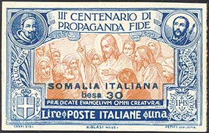 1923 - 30 b. su 1 lira Propaganda Fide, ... 