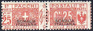 PACCHI POSTALI 1917 - 25 cent. rosso, doppia ... 