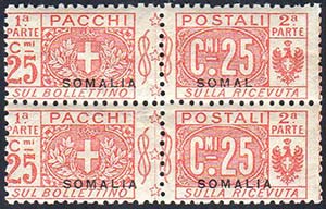 PACCHI POSTALI SOMALIA 1923 - 25 cent. ... 