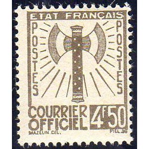 FRANCIA SERVIZIO 1943 - 4,50 fr. Ascia (11), ... 