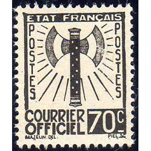 FRANCIA SERVIZIO 1943 - 70 cent. Ascia (5), ... 