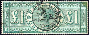 GRAN BRETAGNA 1891 - 1 £ verde, Regina ... 