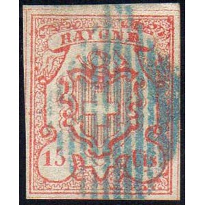 SVIZZERA 1852 - 15 cent. Rayon III (24), ... 