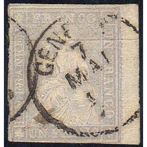 SVIZZERA 1855 - 1 fr. Strubel, carta di ... 