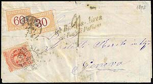 ARGENTINA 1875 - 5 cent. Rivadavia (18), su ... 