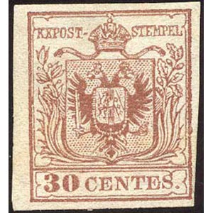 1850 - 30 cent. bruno, I tiratura (7b), ... 
