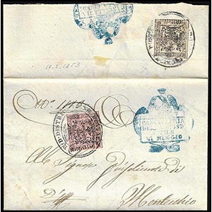 1853 - 10 cent. rosa e, al verso, 25 cent. ... 