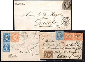 FRANCIA 1849/1868 - Tre lettere affrancate ... 