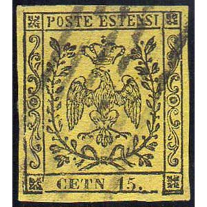 1852 - 15 cent. giallo, errore tipografico ... 