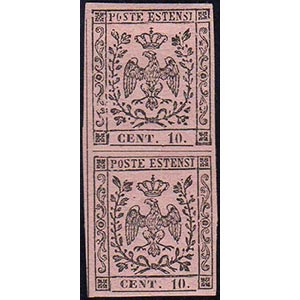 1854 - 10 cent. rosa vivo (9a), coppia ... 