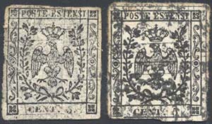 1852 - 5 cent. bianco, doppia stampa di cui ... 