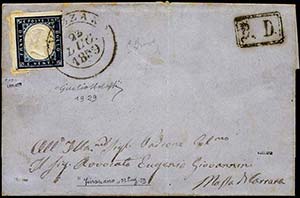 1859 - 20 cent. azzurro scuro (Sardegna ... 