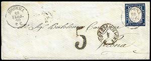 1860 - 20 cent. azzurro scurissimo (Sardegna ... 