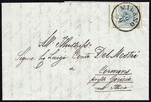 1853 - 45 cent. azzurro ardesia, II tipo, ... 