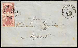 1861 - 2 grana carminio violaceo, III tavola ... 