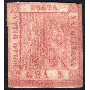 1859 - 5 grana carminio rosa, II tavola (9), ... 