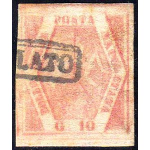 1859 - 10 grana carminio rosa, II tavola, ... 