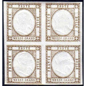 1861 - 1/2 grano bistro bruno (18), blocco ... 