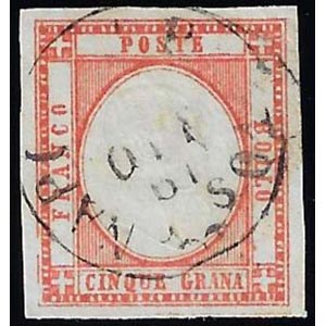 1861 - 5 grana rosso vermiglio, parziale ... 