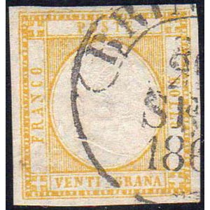 1861 - 20 grana giallo (23), perfetto, usato ... 