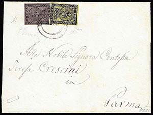 1852 - 25 cent. violetto, 5 cent. giallo ... 