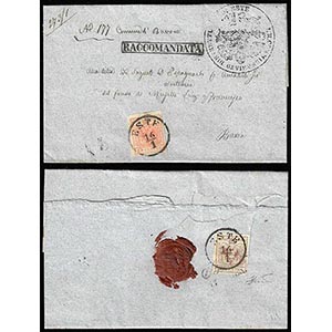 1854 - 15 cent. rosso vermiglio e, al verso, ... 