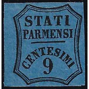 1853 - 9 cent. azzurro (2), nuovo, gomma ... 