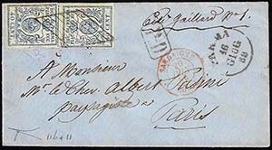 1859 - 40 cent. azzurro, un esemplare con ... 
