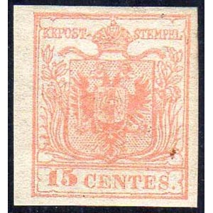 1854 - 15 cent. rosso vermiglio chiaro, ... 