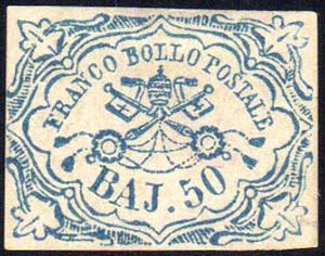 1852 - 50 baj azzurro (10), buono stato, ... 