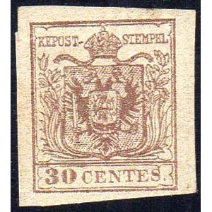 1851 - 30 cent. bruno, II tipo, carta a ... 