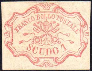 1852 - 1 scudo rosa carminio (11), nuovo ... 
