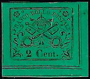 1867 - 2 cent. verde giallo, angolo di ... 