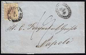1857 - 30 cent. bruno, carta a macchina ... 