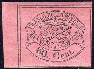 1867 - 80 cent. rosa lillaceo (20), angolo ... 