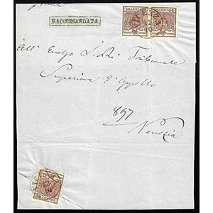 1855 - 30 cent. bruno rossiccio (21a), ... 