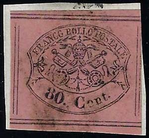 1867 - 80 cent. rosa lillaceo, otto filetti ... 