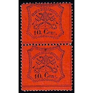 1868 - 10 cent. vermiglio arancio, coppia ... 