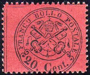 1868 - 20 cent. rosso bruno (27), gomma ... 