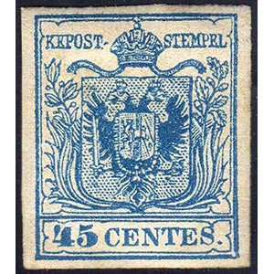 1856 - 45 cent. azzurro, carta a macchina ... 