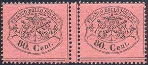 1867 - 80 cent. rosa lillaceo, coppia ... 