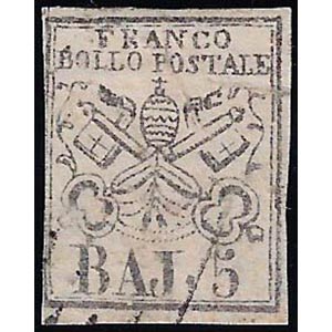 1855 - 5 baj rosa, falso per posta di ... 