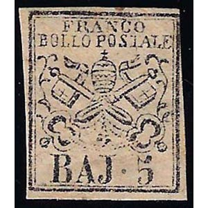 1855 - 5 baj rosa, falso per posta di ... 
