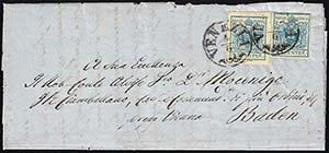 1858 - 45 cent. azzurro, III tipo, carta a ... 