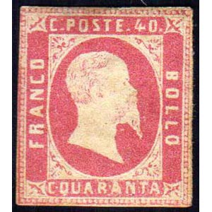 1851 - 40 cent. rosa (3), gomma originale, ... 