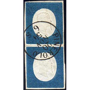 1854 - 20 cent. azzurro (8), coppia ... 